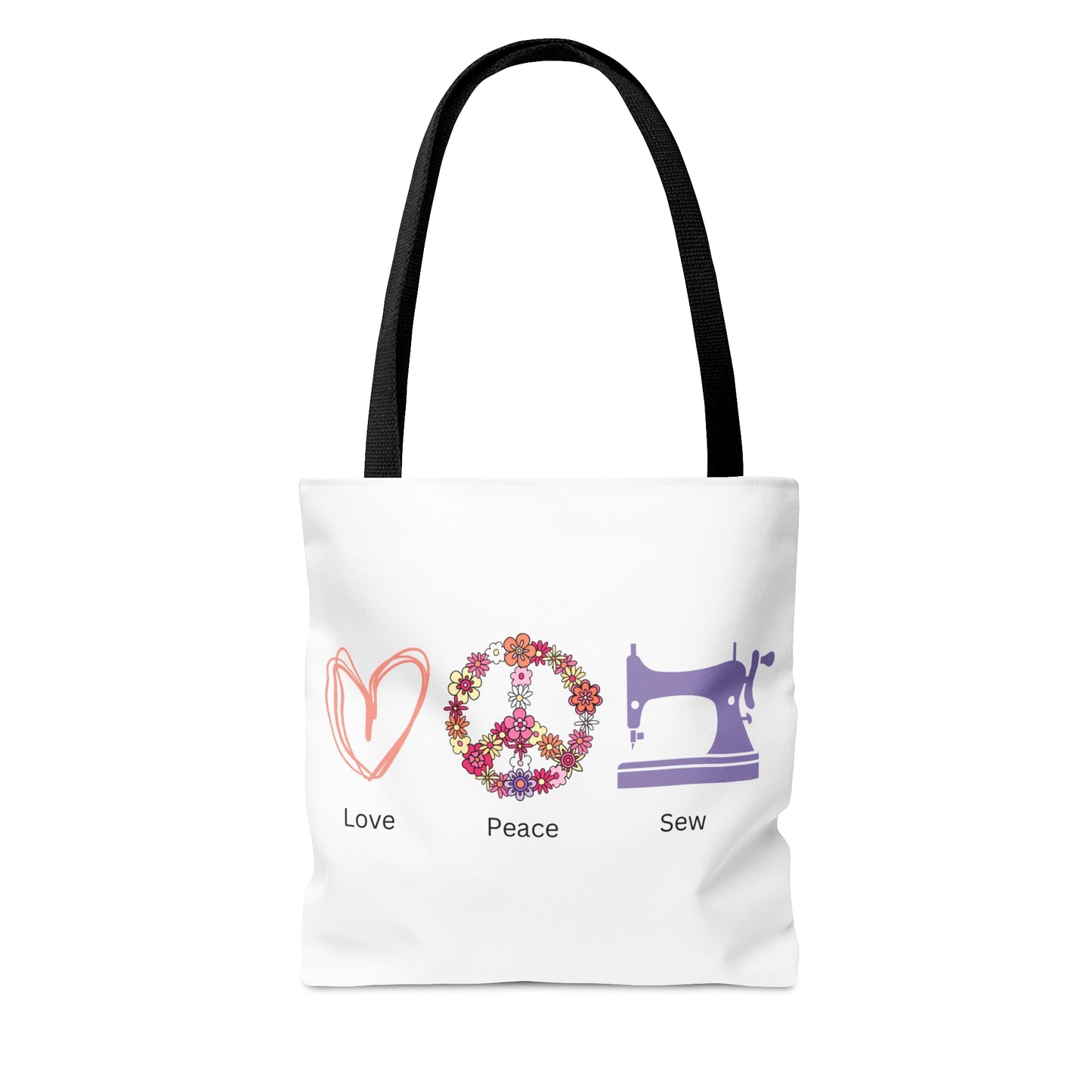 Love, Peace and Sew Tote Bag