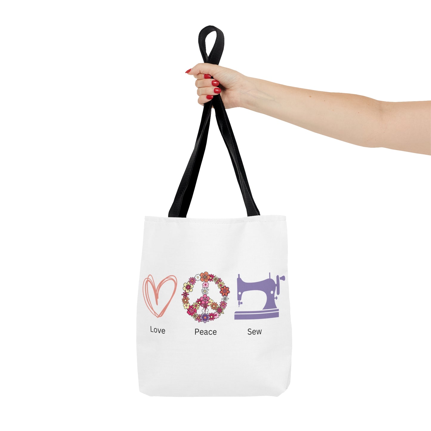 Love, Peace and Sew Tote Bag